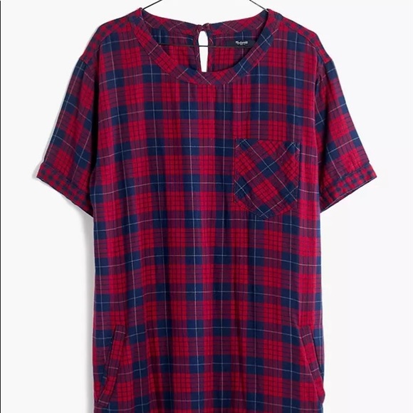Madewell Short Sleeve Dress in Edina Plaid - Picture 2 of 7